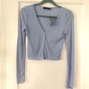 Glassons Ribbed Button Top in Grape Job